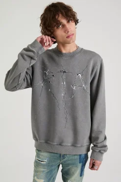 Charles Sweatshirt in Stone Cracked Logo