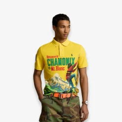 Classic Fit Mesh Graphic Polo Shirt