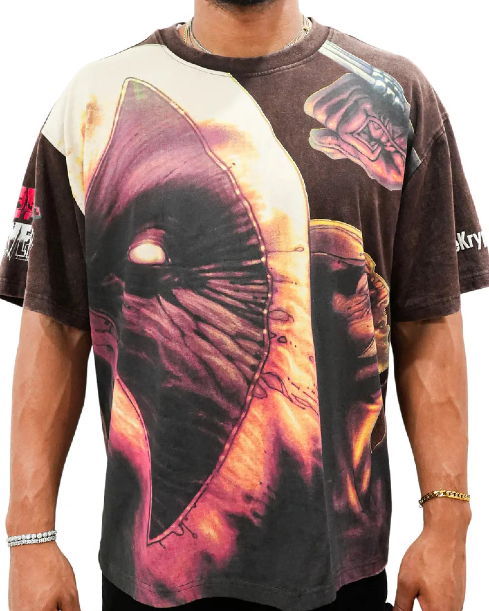 Deadpool x Wolverine - Claws and Chaos Oversized Brown T-Shirt