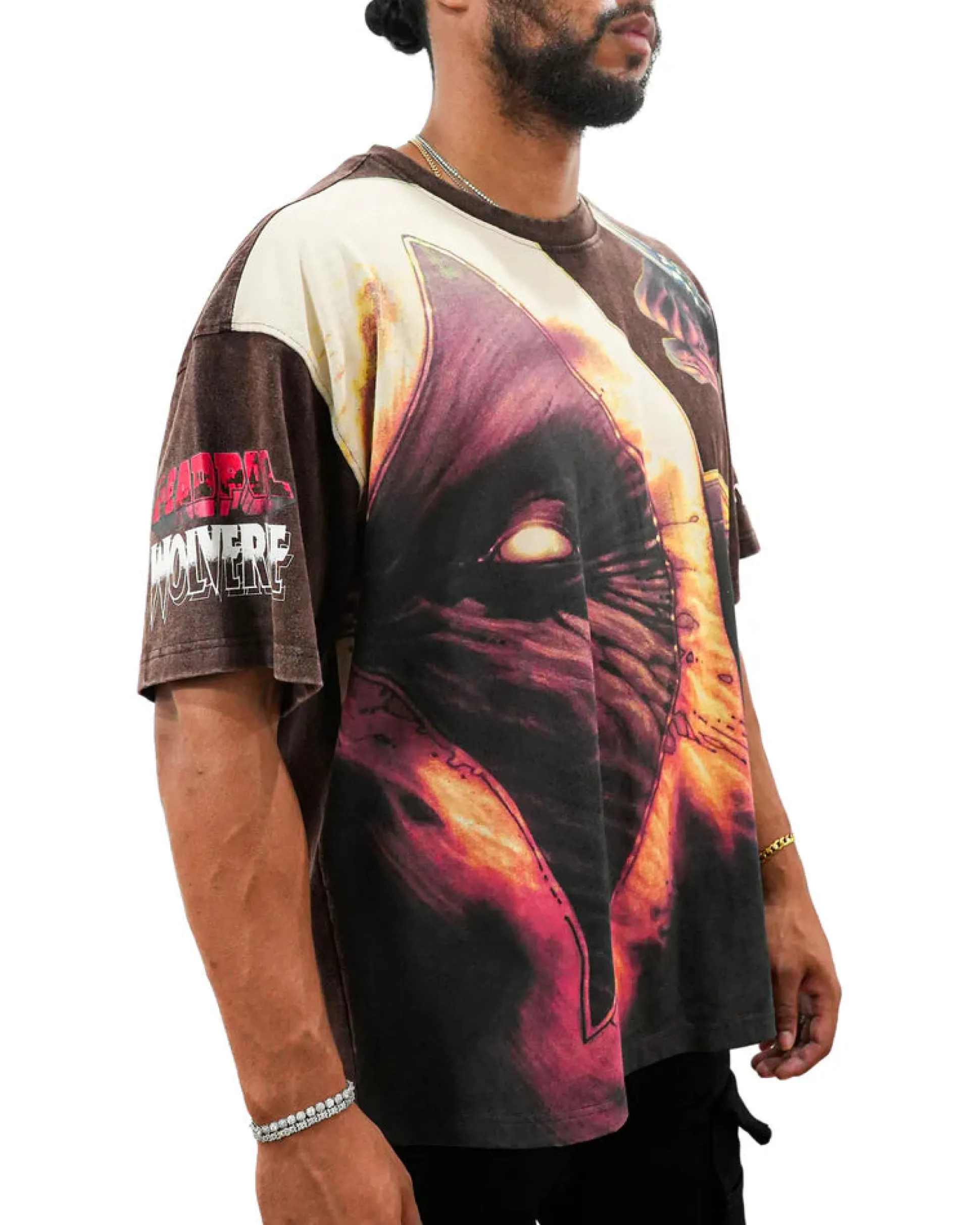 Deadpool x Wolverine - Claws and Chaos Oversized Brown T-Shirt