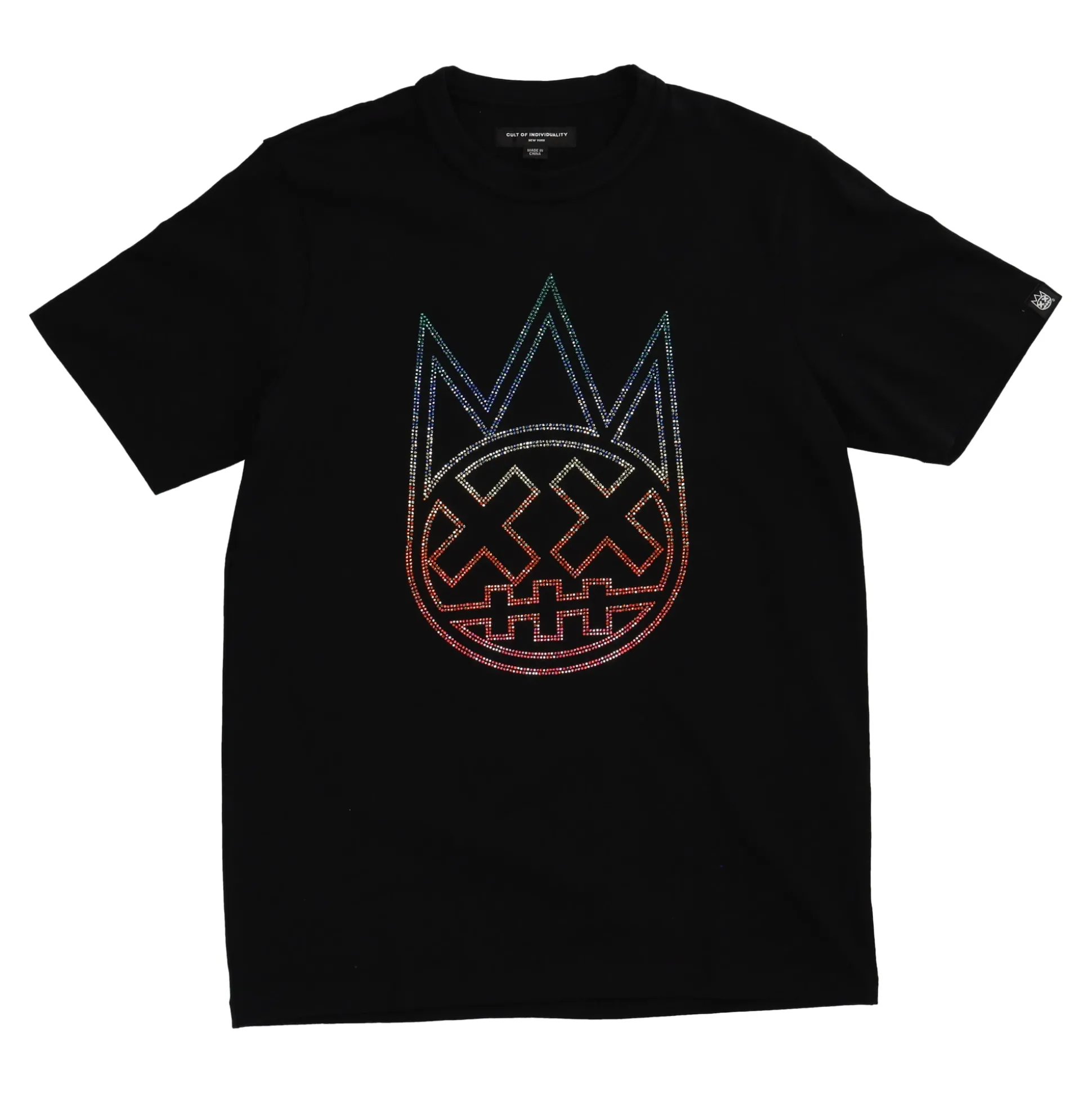 Gradient Logo Short Sleeve Crew Neck Tee Black