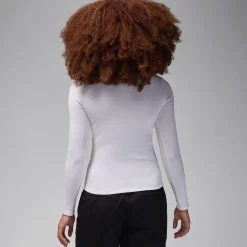 Jordan Long Sleeve White Knit Fitted Top
