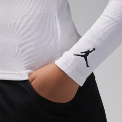 Jordan Long Sleeve White Knit Fitted Top