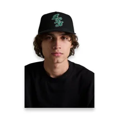 Men Gideon Black Green Script Logo Hat