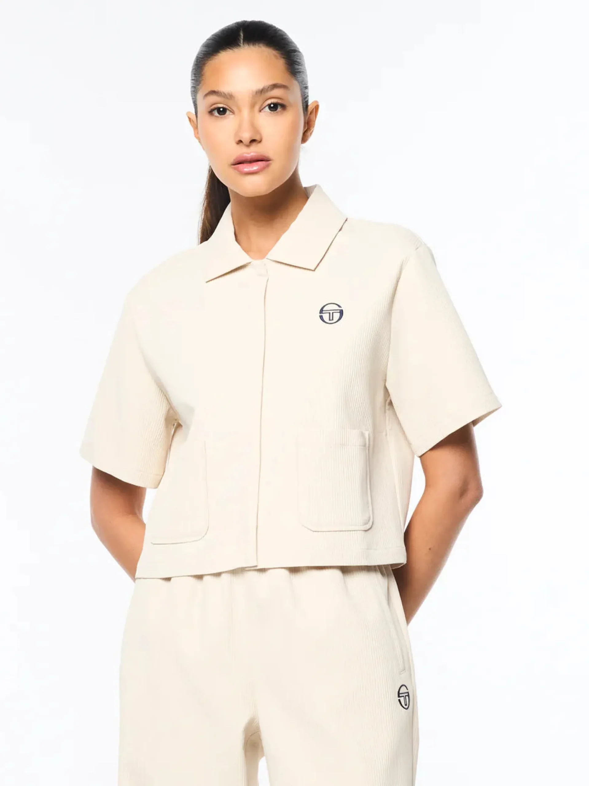 Mia Cropped Shirt- Fog
