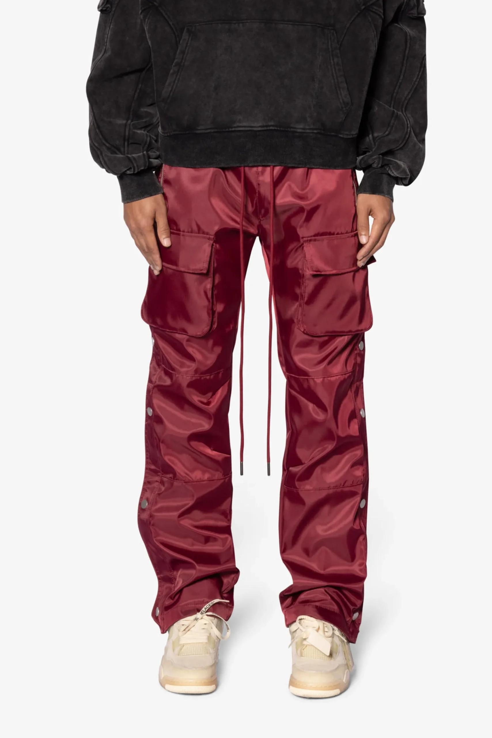 M2024-P532-RED-Men Snap Front Cargo Pants