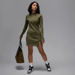 1/2-Zip Long-Sleeve Knit Dress